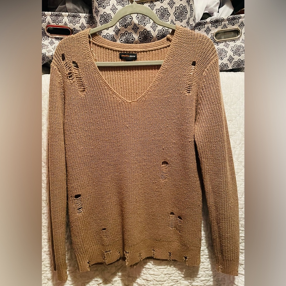 Ambiance V-Neck Sweater in Tan